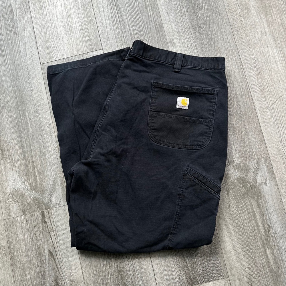 Carhartt Mens Black Carpenter Cargo Work Pants 46x30 Canvas Utility